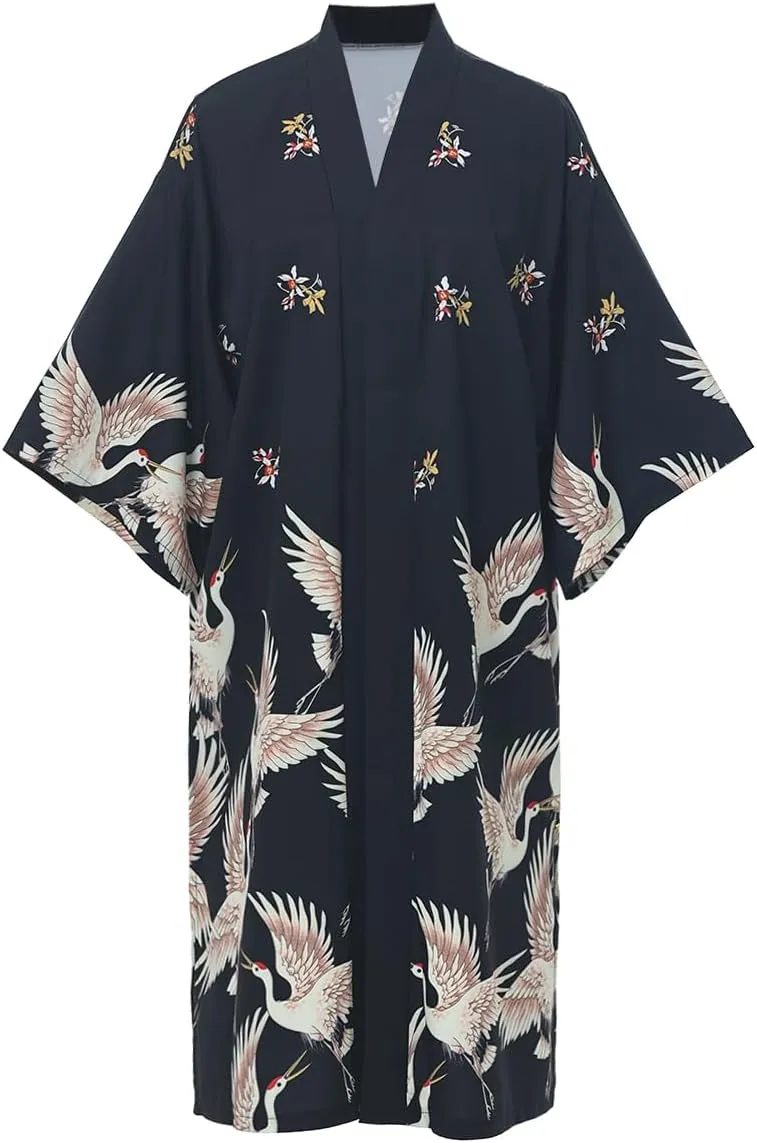Kimonos for Women Retro Floral Print Kimono Cover up Casual Blouse Tops Party Robe