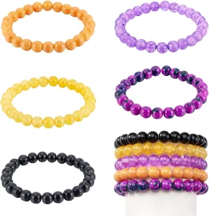KISSITTY 5pcs 8mm Glass Crystal Bracelets Beaded Stretch Bracelet Sets Colorful Adjustable Friendship Bracelets for Women Graduation Valentine Party Gift