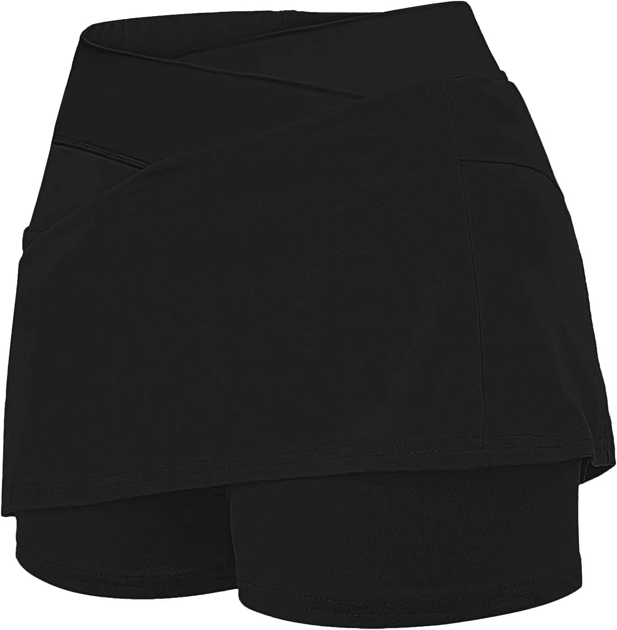 Knee Length Skorts Skirts for Women,Tummy Control Baggy Skorts with Pockets Mid Waist Athletic Pants Shorts Skirt