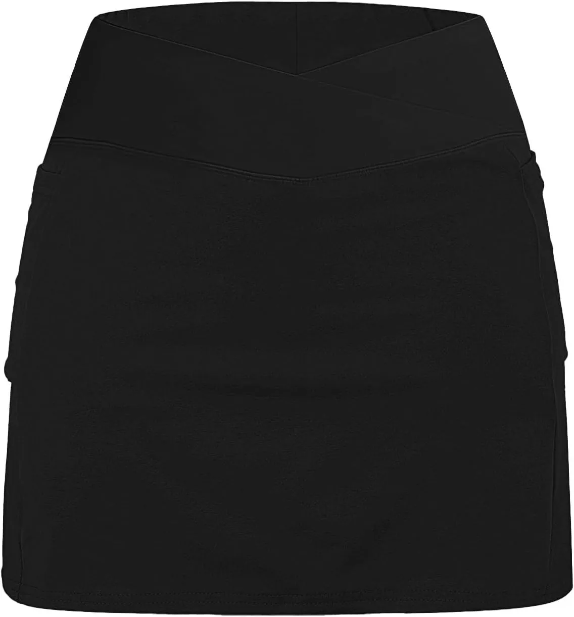 Knee Length Skorts Skirts for Women,Tummy Control Baggy Skorts with Pockets Mid Waist Athletic Pants Shorts Skirt