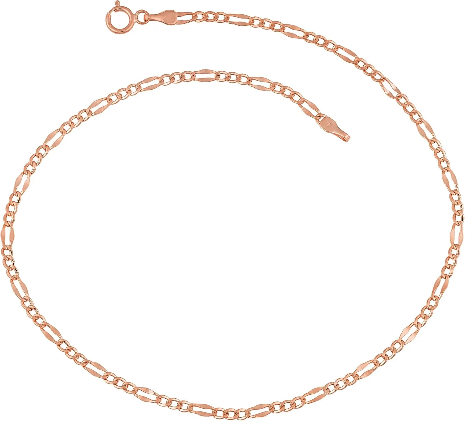Kooljewelry 14k Rose Gold Figaro Link Chain Anklet (2.3 mm, 10 inch)