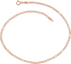 Kooljewelry 14k Rose Gold Figaro Link Chain Anklet (2.3 mm, 10 inch)