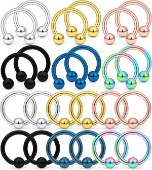 Kridzisw 12G Septum Rings Ear Gauges Earrings Hoops Eyebrow Piercings lip Rings Hoop 316L Surgical Steel Cartilage Helix Tragus Rook Daith Earrings Piercing Jewelry for Women Men 10mm 12mm 14mm 16mm