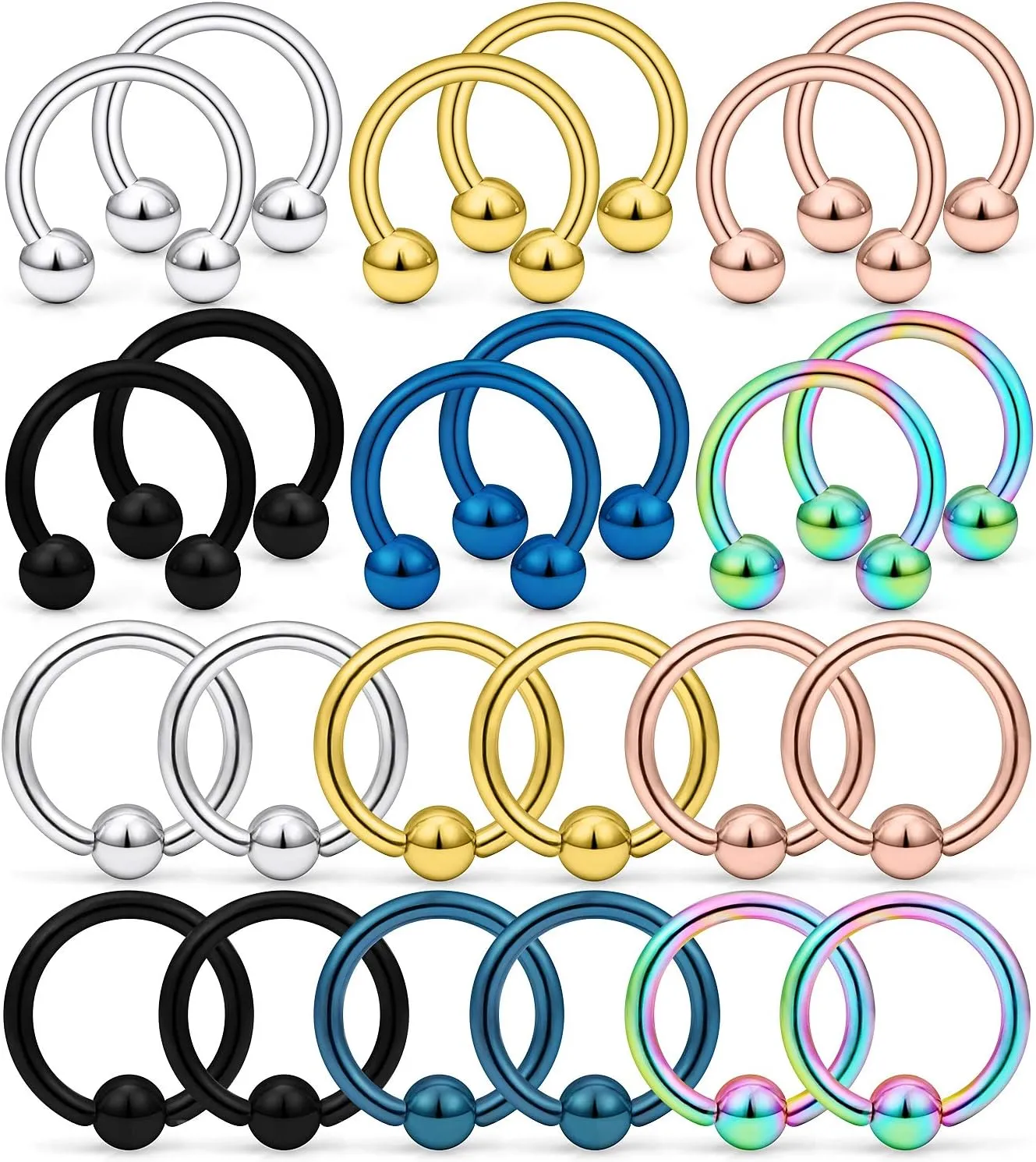 Kridzisw 12G Septum Rings Ear Gauges Earrings Hoops Eyebrow Piercings lip Rings Hoop 316L Surgical Steel Cartilage Helix Tragus Rook Daith Earrings Piercing Jewelry for Women Men 10mm 12mm 14mm 16mm