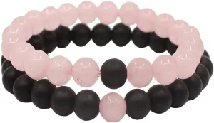 KSQS Long Distance Bracelets For Couples, His And Hers Black Onyx Turquoise Forever Stone Bead Bracelet For Lovers, Crystal Healing Gemstone Bracelet For Woman Man(2pcs)