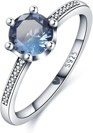 KUNSIR 925 Silver Rings for Women Cubic Zirconia Ring Rings for Women Sterling Silver Rings Wedding Band Rings Gift Ring Sterling Silver Rings Size 7-9
