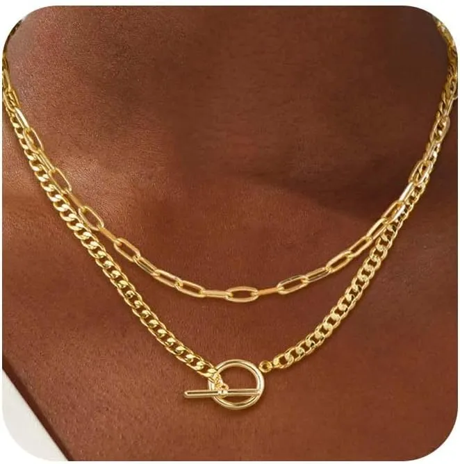 Kyerlyn Silver Necklaces for Women, Sterling Silver Stackable Stack Herringbone Choker Necklaces for Women Trendy Layering Circle Pendant Chain Necklace Set Jewelry for Women