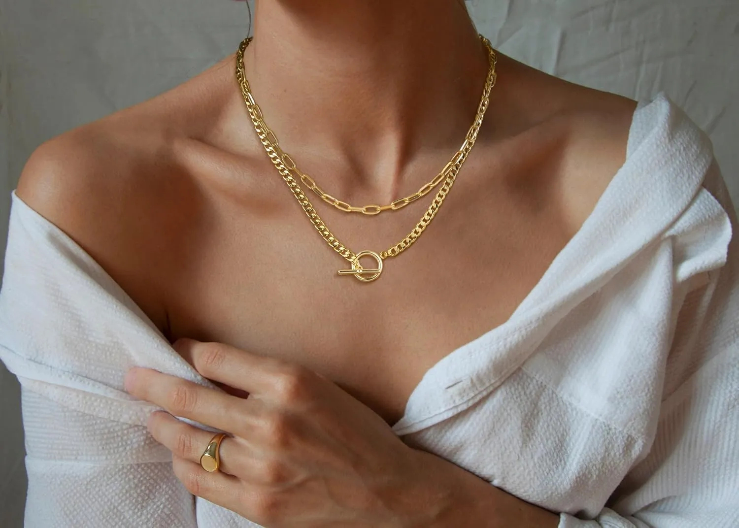 Kyerlyn Silver Necklaces for Women, Sterling Silver Stackable Stack Herringbone Choker Necklaces for Women Trendy Layering Circle Pendant Chain Necklace Set Jewelry for Women