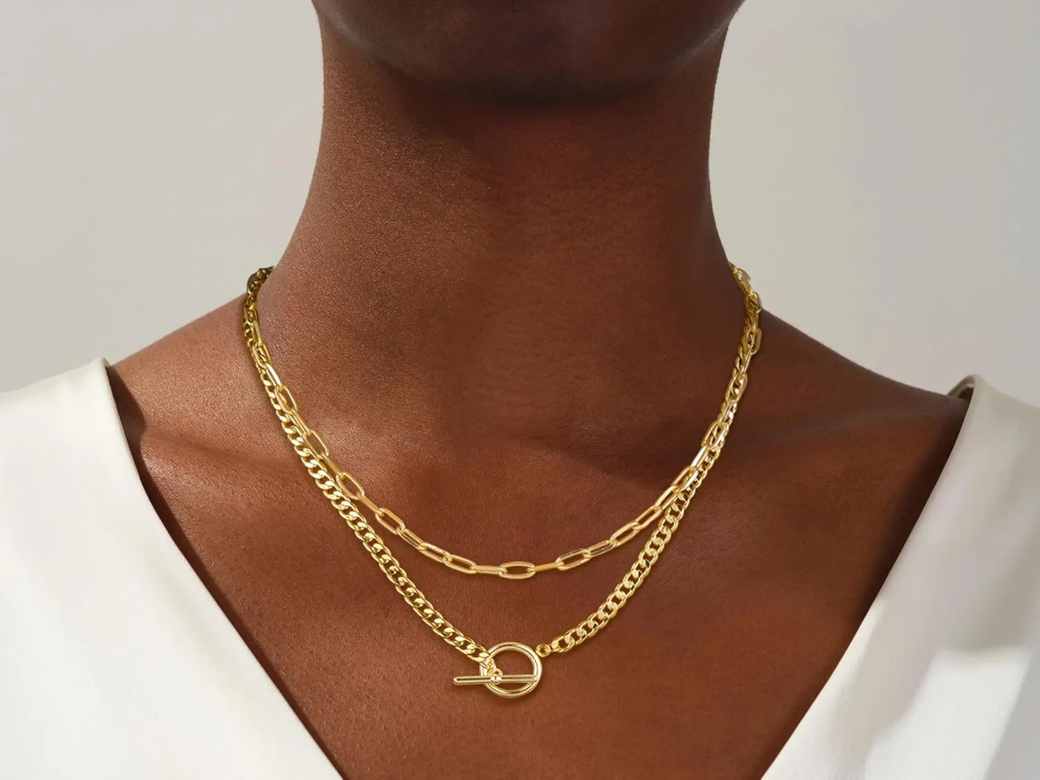 Kyerlyn Silver Necklaces for Women, Sterling Silver Stackable Stack Herringbone Choker Necklaces for Women Trendy Layering Circle Pendant Chain Necklace Set Jewelry for Women
