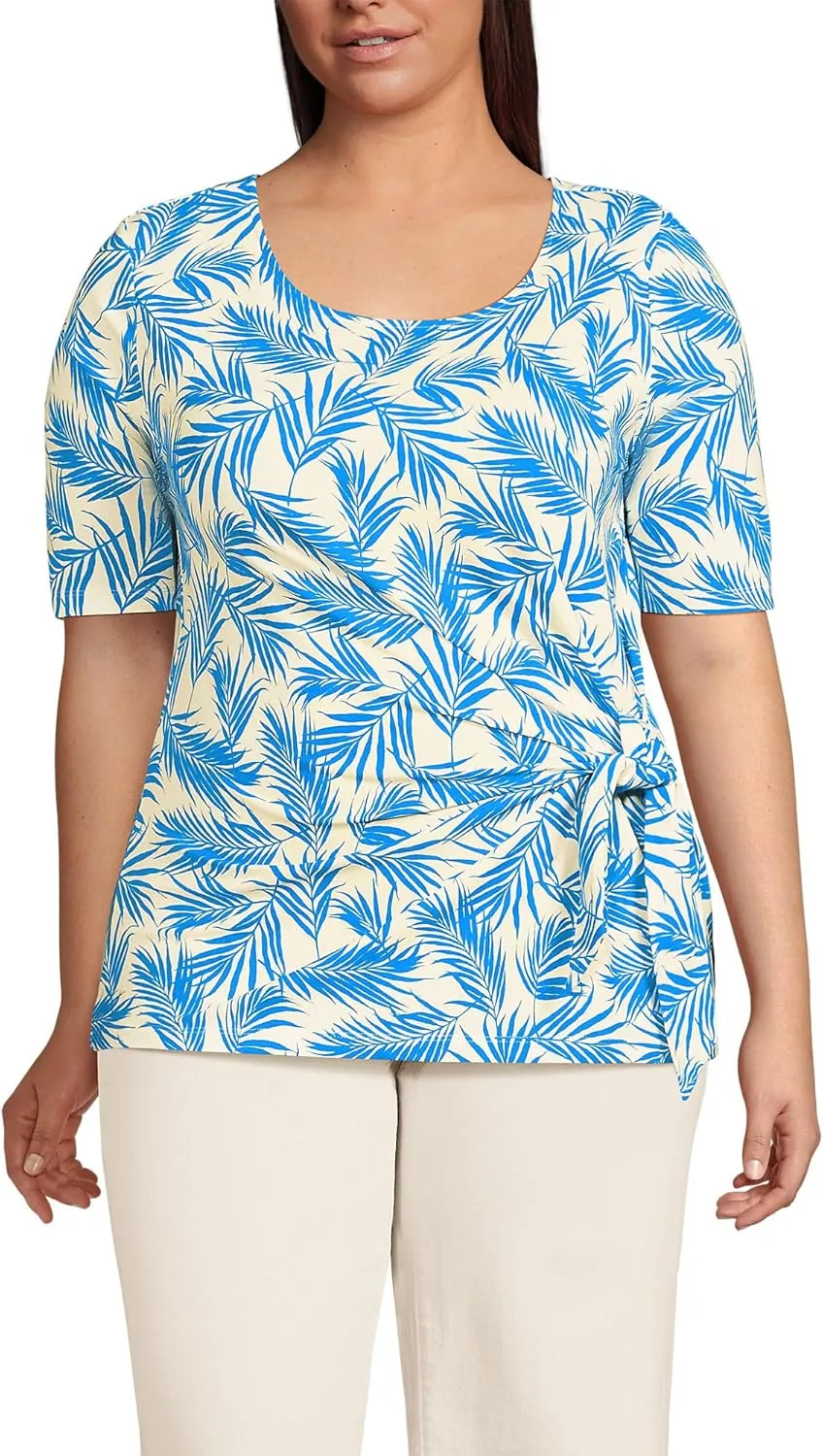 Lands' End Women's Lightweight Jersey Tie Front Top
