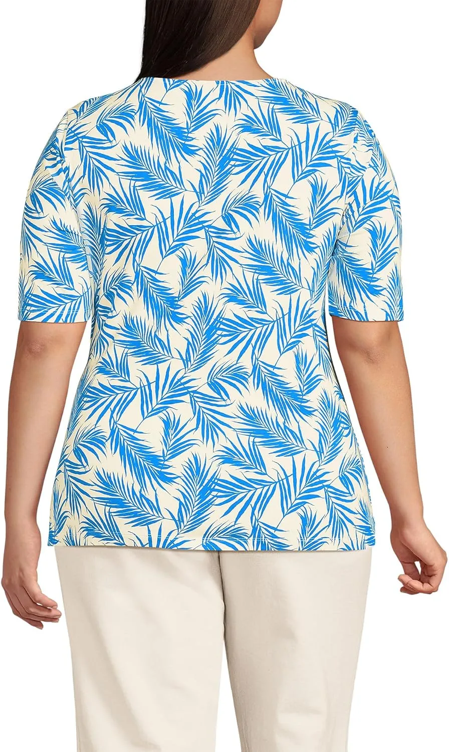 Lands' End Women's Lightweight Jersey Tie Front Top