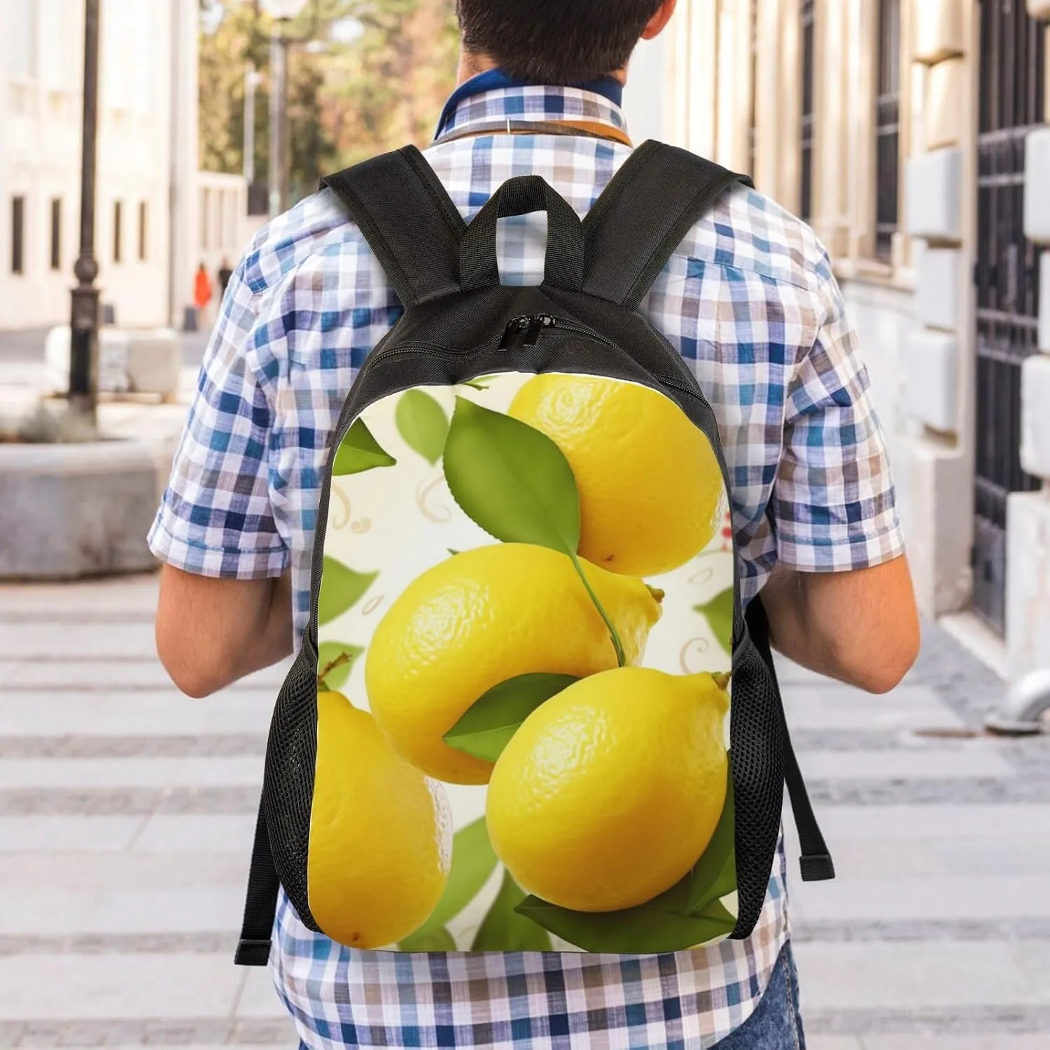 Laptop Backpack for Women Men Carry-on Backpack Fruits Lemon Daypack Lightweight Travel Shoulder Bags