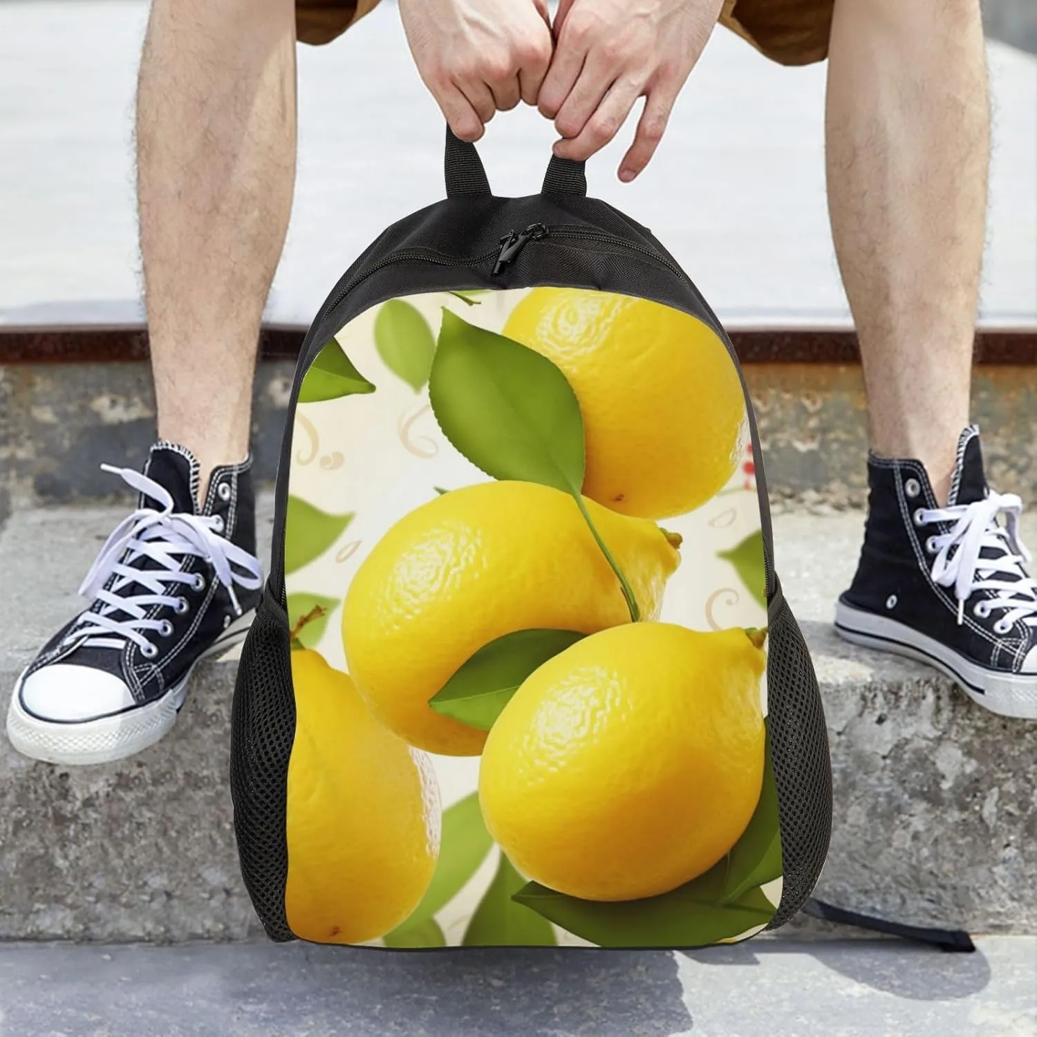 Laptop Backpack for Women Men Carry-on Backpack Fruits Lemon Daypack Lightweight Travel Shoulder Bags