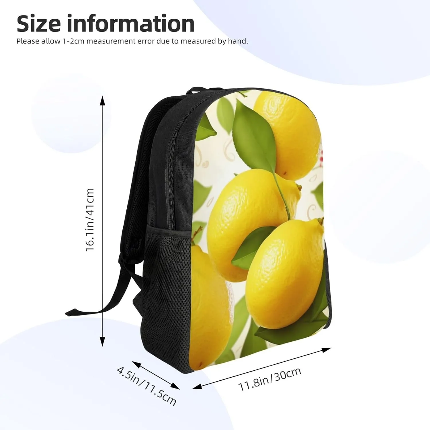 Laptop Backpack for Women Men Carry-on Backpack Fruits Lemon Daypack Lightweight Travel Shoulder Bags