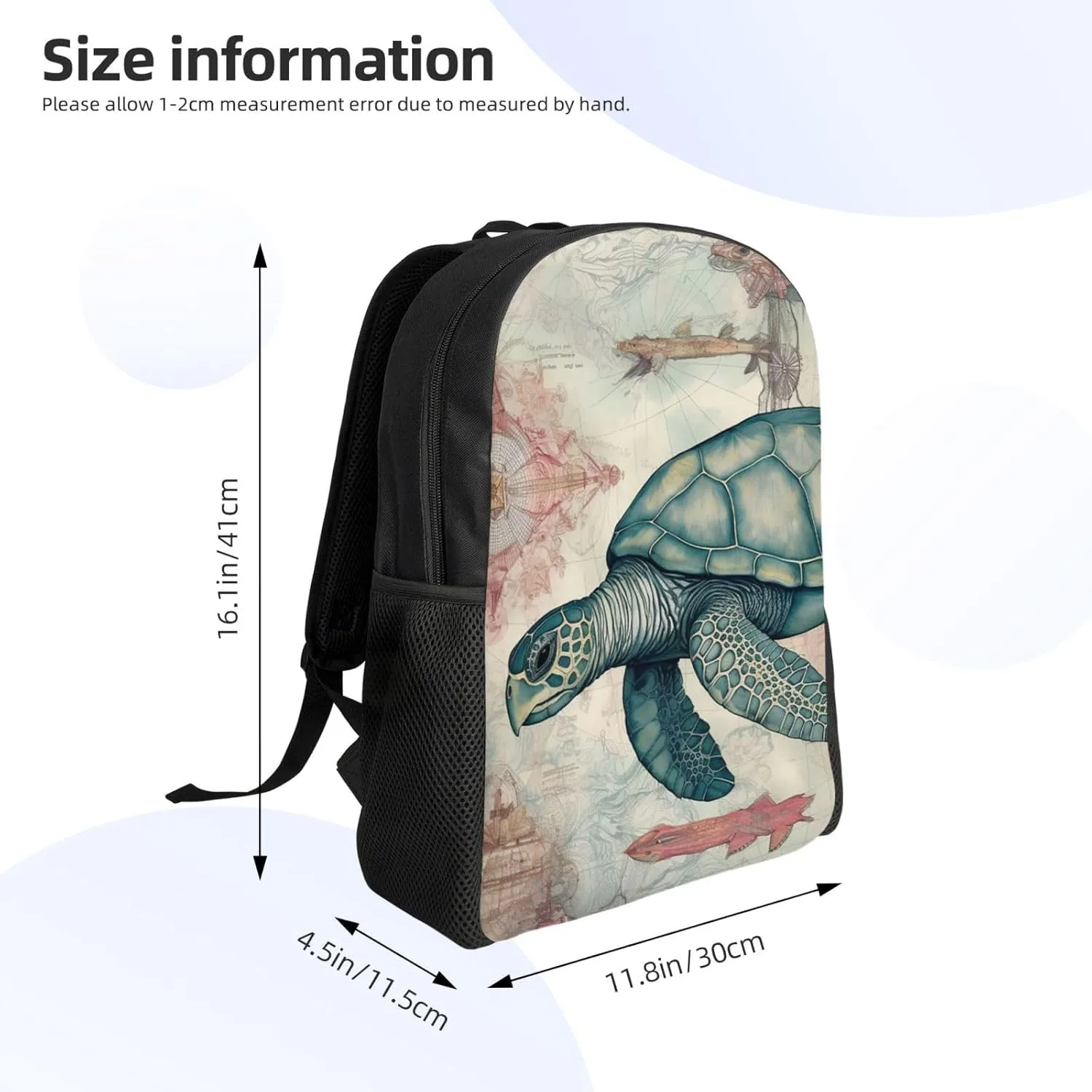 Laptop Backpack for Women Men Carry-on Backpack Sea Turtle Underwater Daypack Lightweight Travel Shoulder Bags