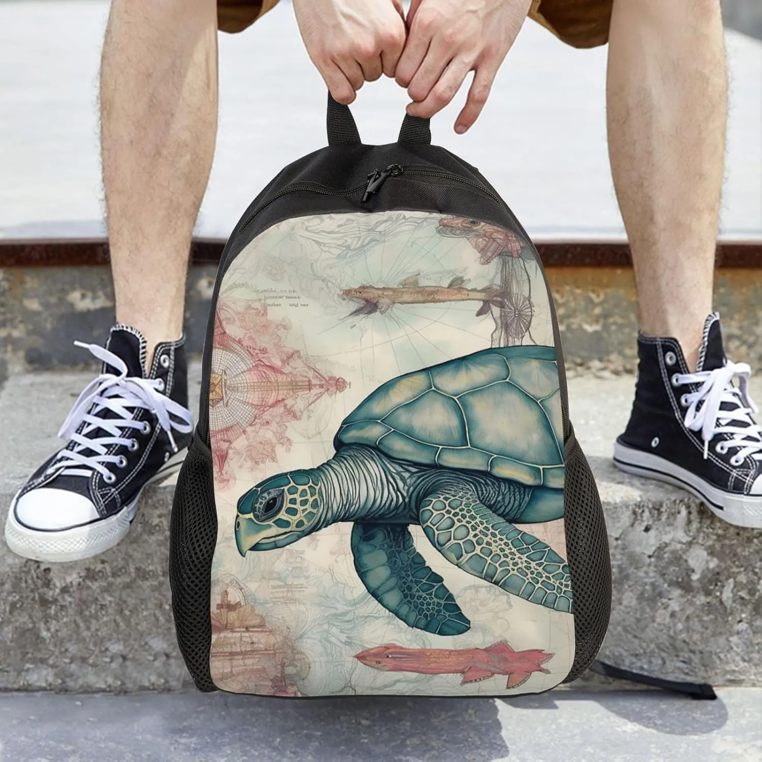 Laptop Backpack for Women Men Carry-on Backpack Sea Turtle Underwater Daypack Lightweight Travel Shoulder Bags