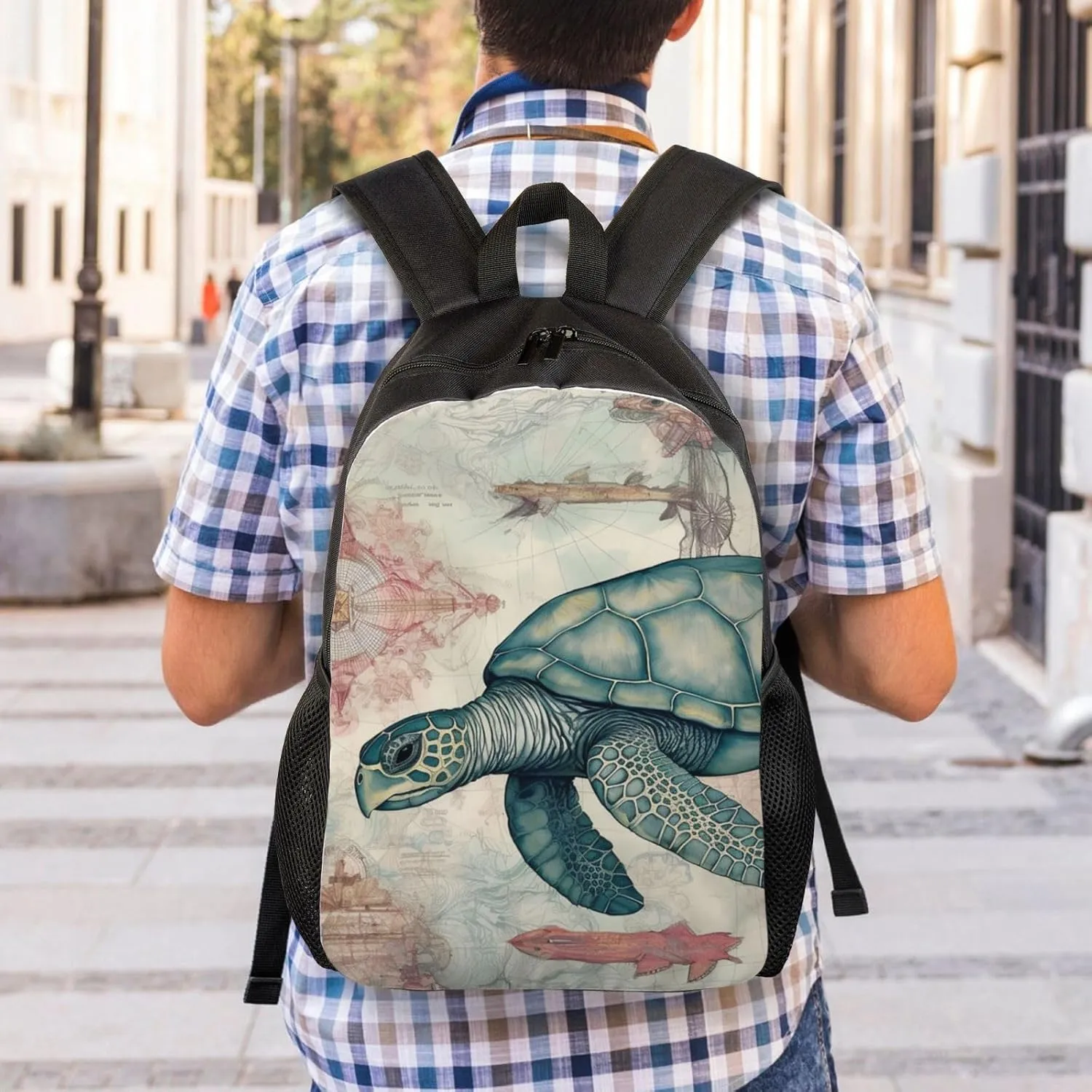 Laptop Backpack for Women Men Carry-on Backpack Sea Turtle Underwater Daypack Lightweight Travel Shoulder Bags