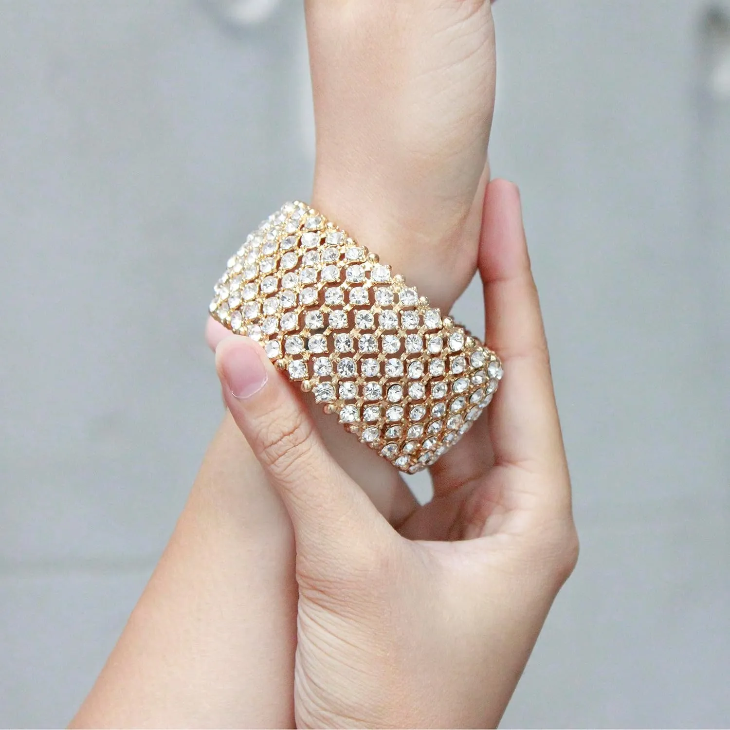Lavencious Tennis Rhinestone Stretch Bridal Bracelets Evening Party Jewelry For Women Stretch Bracelets