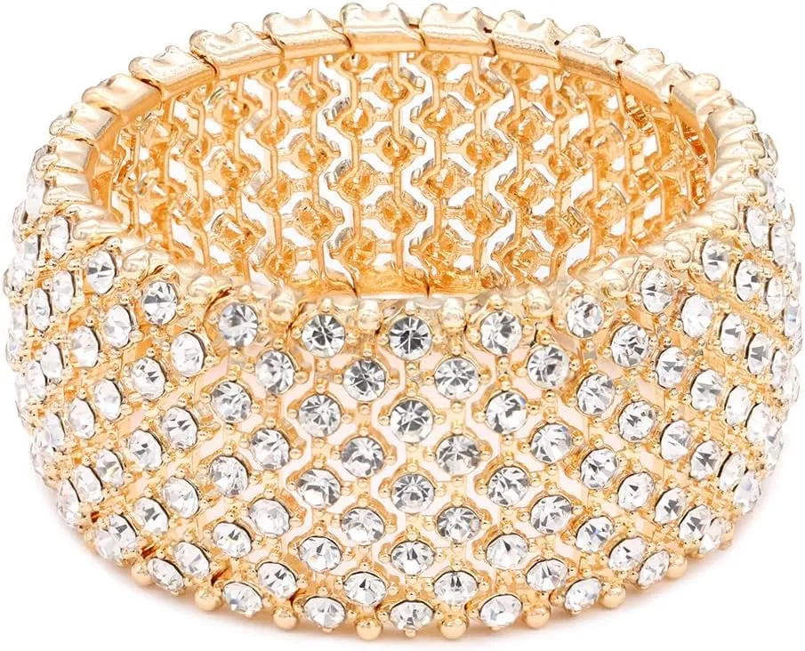 Lavencious Tennis Rhinestone Stretch Bridal Bracelets Evening Party Jewelry For Women Stretch Bracelets