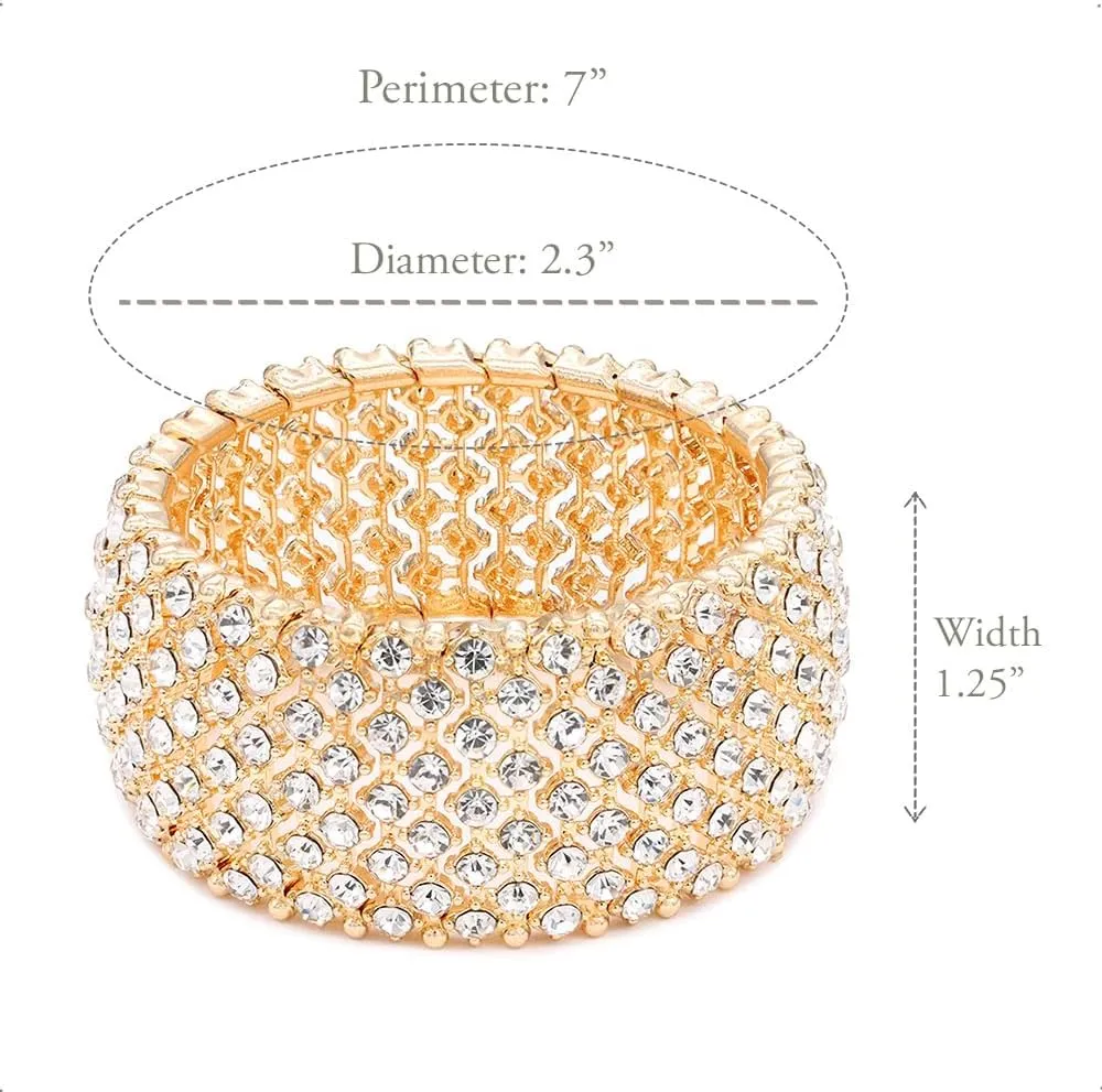 Lavencious Tennis Rhinestone Stretch Bridal Bracelets Evening Party Jewelry For Women Stretch Bracelets