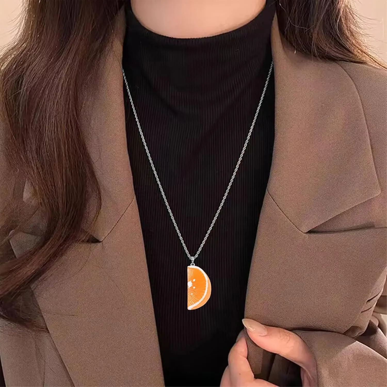 Lemon Necklaces Earrings Set for Women Lovely Lemon Fruit Crystal Stud Earrings Sparkly Green Leaf Lemons Pendent Necklace Fashion Jewelry