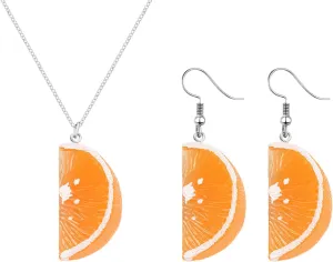 Lemon Necklaces Earrings Set for Women Lovely Lemon Fruit Crystal Stud Earrings Sparkly Green Leaf Lemons Pendent Necklace Fashion Jewelry