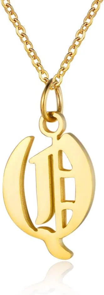 Letter Necklaces for Women Personalized Necklaces 18K Gold Plated Initial Pendant Old English Name Necklaces A-Z Bridesmaid Gift for Girls