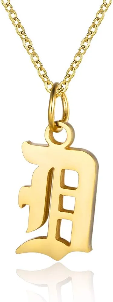 Letter Necklaces for Women Personalized Necklaces 18K Gold Plated Initial Pendant Old English Name Necklaces A-Z Bridesmaid Gift for Girls