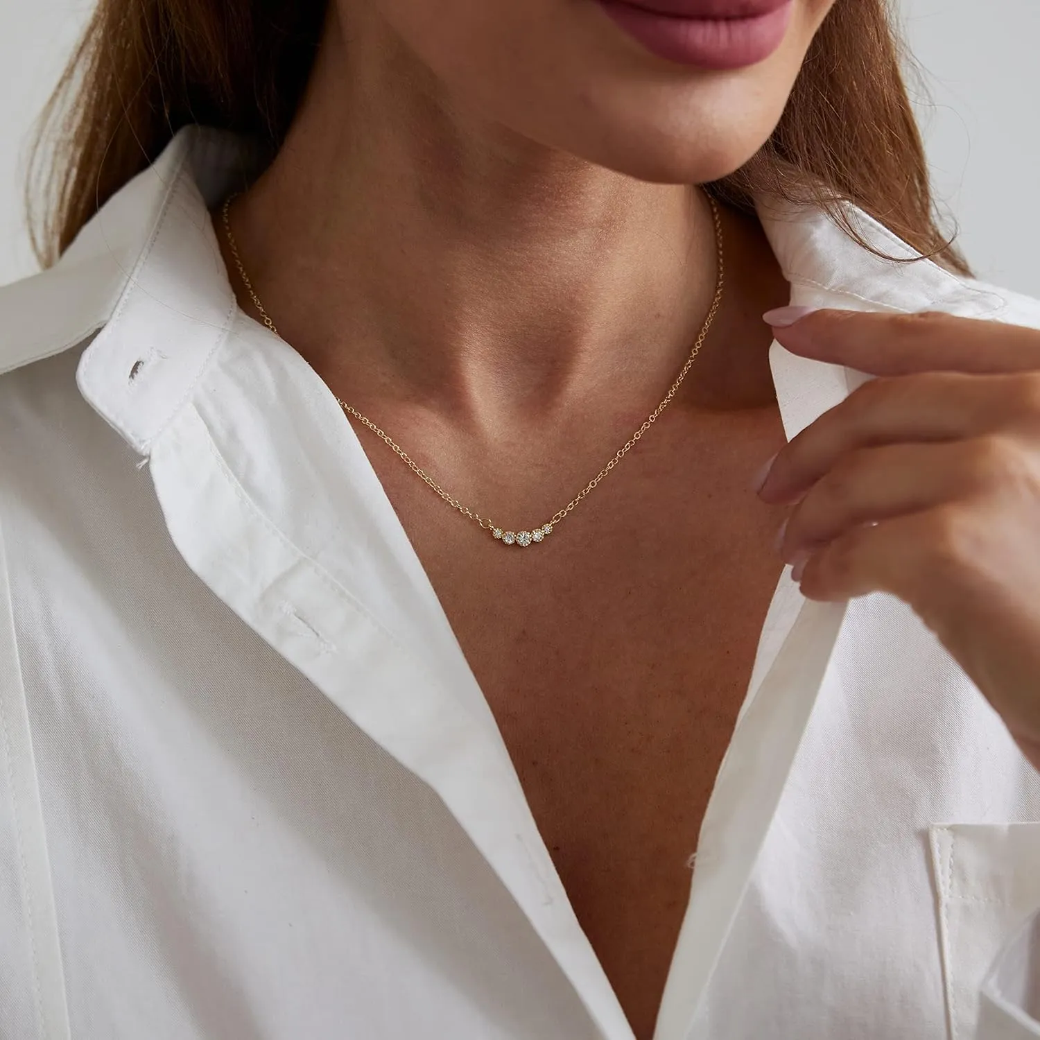 LEXODY CZ Diamond Necklaces for Women Dainty Gold Necklace Layered CZ Necklace 14k Gold Plated Simple Gold Diamond Choker Necklaces for Women Trendy Jewelry