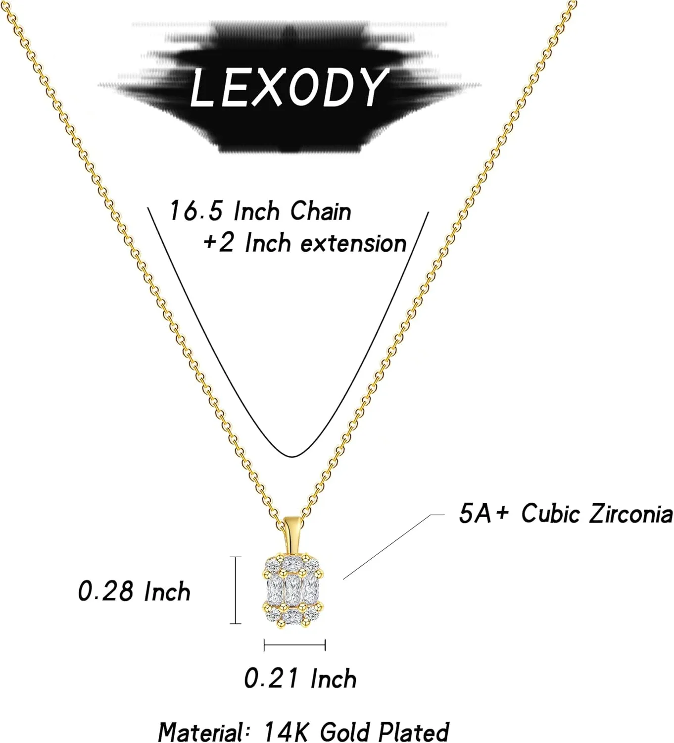 LEXODY Diamond Necklaces for Women, Dainty 14k Gold Plated Leaf Pendant Necklace Layered CZ Necklace Simple Choker Necklaces for Women Trendy Jewelry Gifts