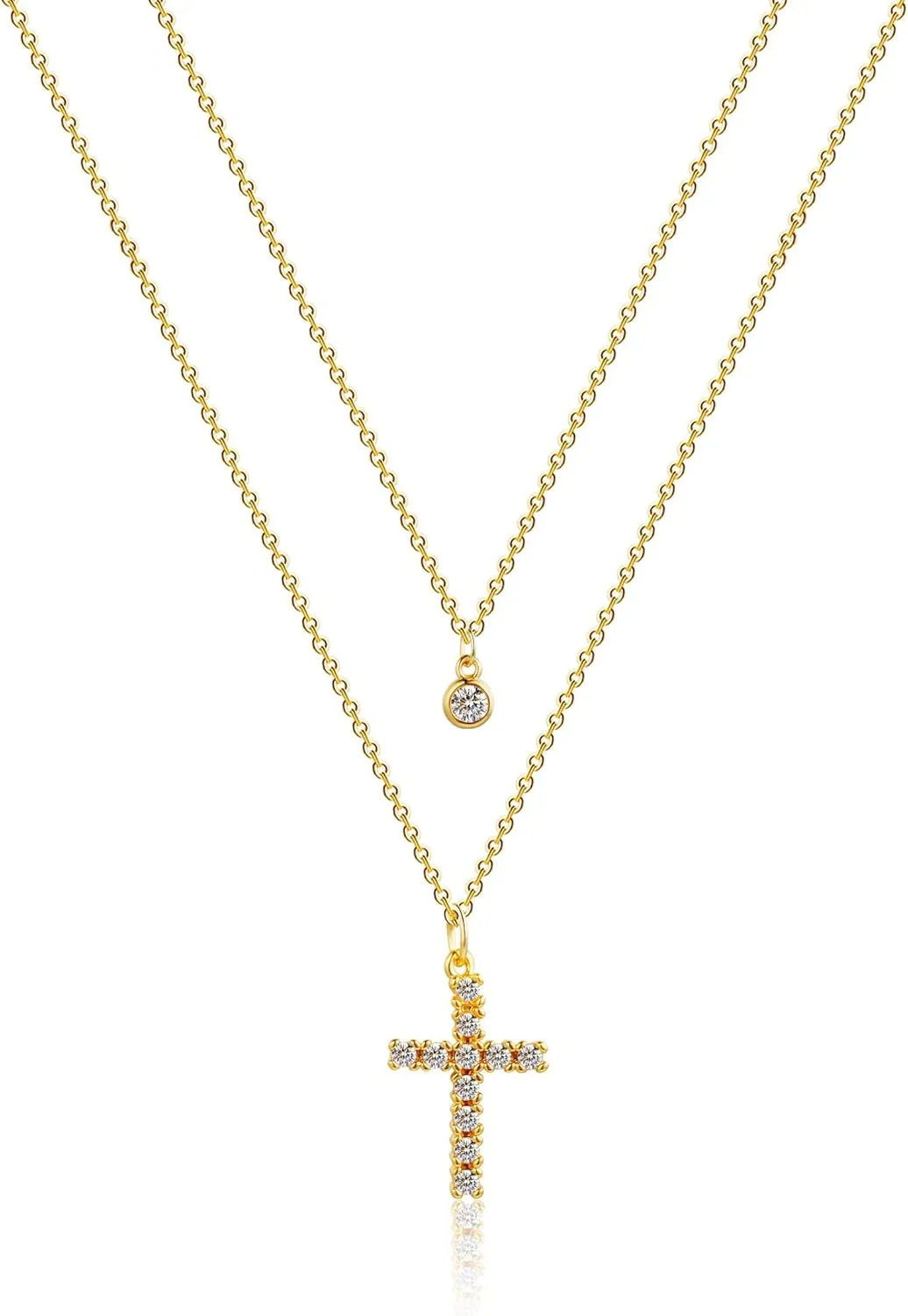 LEXODY Diamond Necklaces for Women, Dainty 14k Gold Plated Leaf Pendant Necklace Layered CZ Necklace Simple Choker Necklaces for Women Trendy Jewelry Gifts