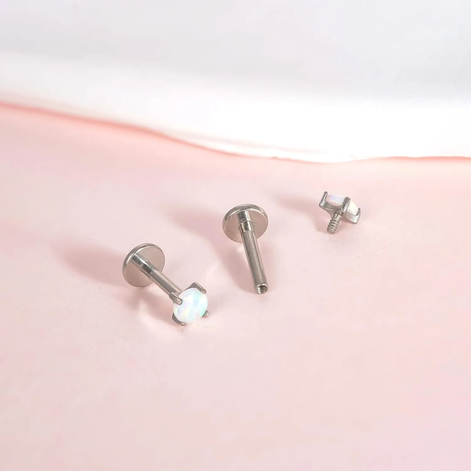 limerencia 18g Titanium Internally Threaded Piercing Jewelry 2PCS Nose Studs Flat Back Earrings Tragus, Helix, Cartilage, Conch, Labret Piercing for Women Men Sensitive Ears
