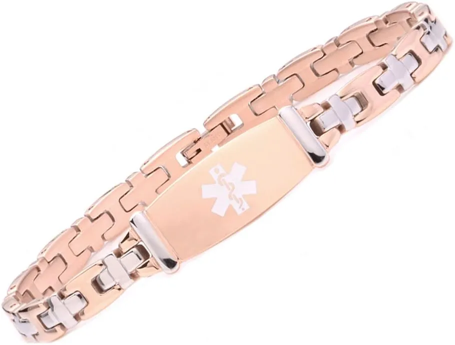 LinnaLove Lady Medical Alert id Bracelets-Stainless Steel Medical Bracelets for Women-7.5"