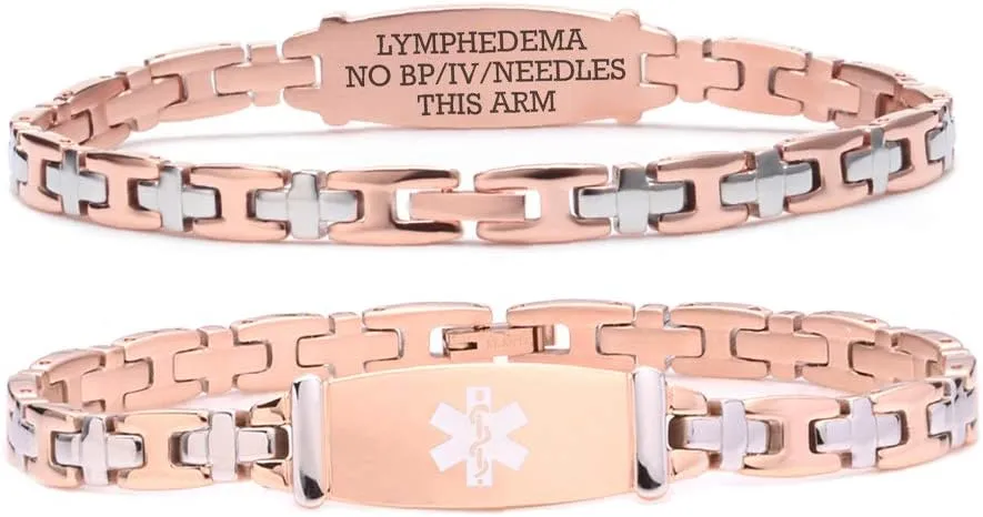 LinnaLove Lady Medical Alert id Bracelets-Stainless Steel Medical Bracelets for Women-7.5"