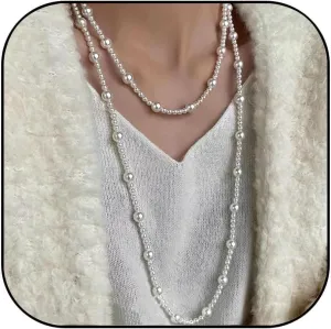 Long Pearl Necklaces for Women 1920s Fashion Faux Pearl Necklace Vintage Layered Pearl Necklaces Pearl Chain Necklace 1920s Bridal Wedding Party Costume Jewelry