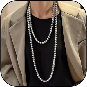 Long Pearl Necklaces for Women 1920s Fashion Faux Pearl Necklace Vintage Layered Pearl Necklaces Pearl Chain Necklace 1920s Bridal Wedding Party Costume Jewelry