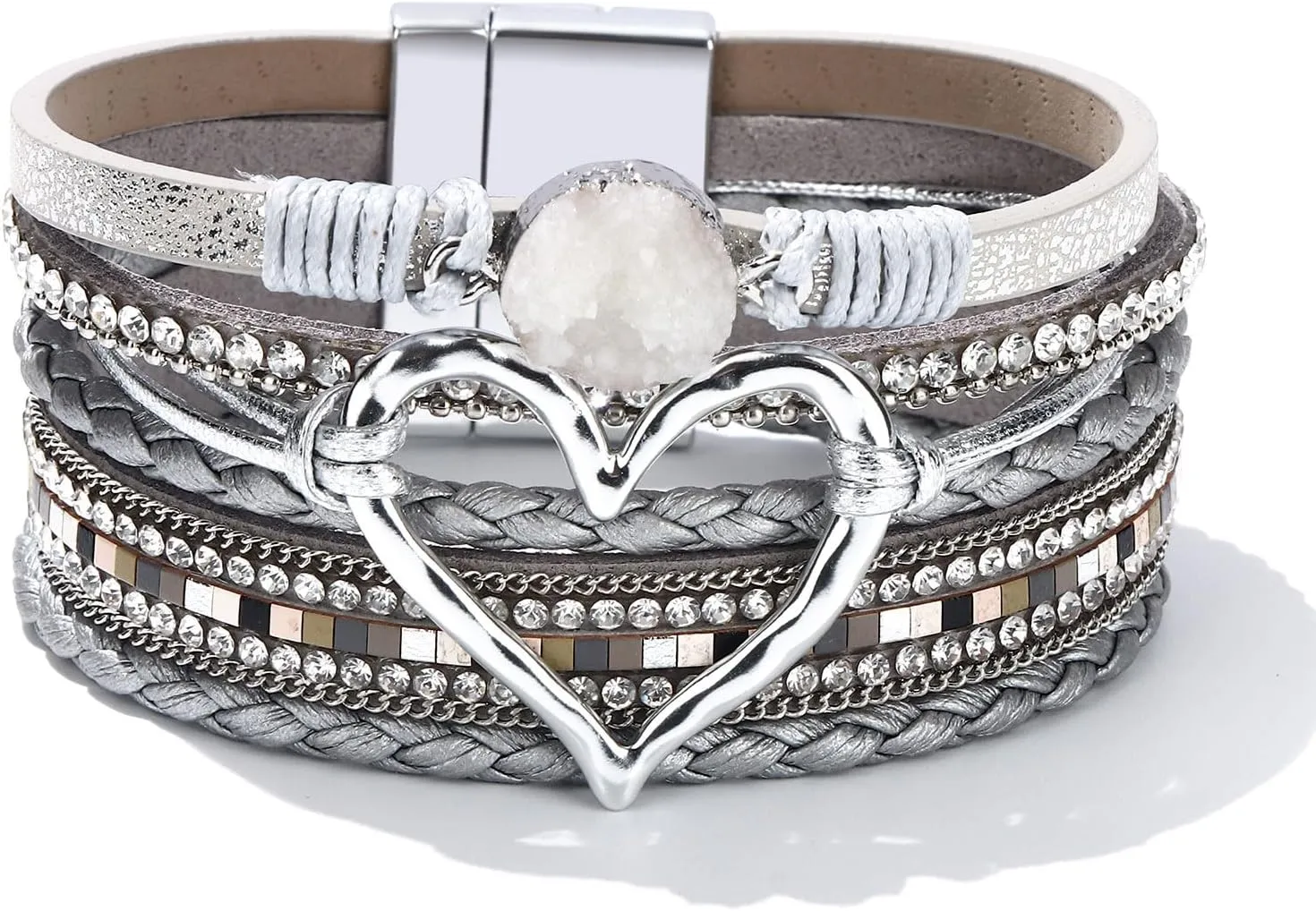 Long tiantian Boho Leather Wrap Bracelets Gifts Trendy Stuff Layered Bangles Bracelets for Women Modern Stackable Infinity Bracelets Bohemian Jewelry Gifts for Women