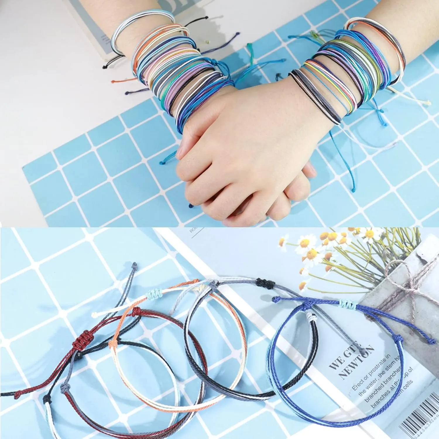 Long tiantian Cute String Bracelets for Women Gifts Trendy Stuff Friendship Bracelets Waterproof Summer Ankle Bracelets Outfits Adjustable Wave Surfer Beach Bracelets Stocking Stuffers