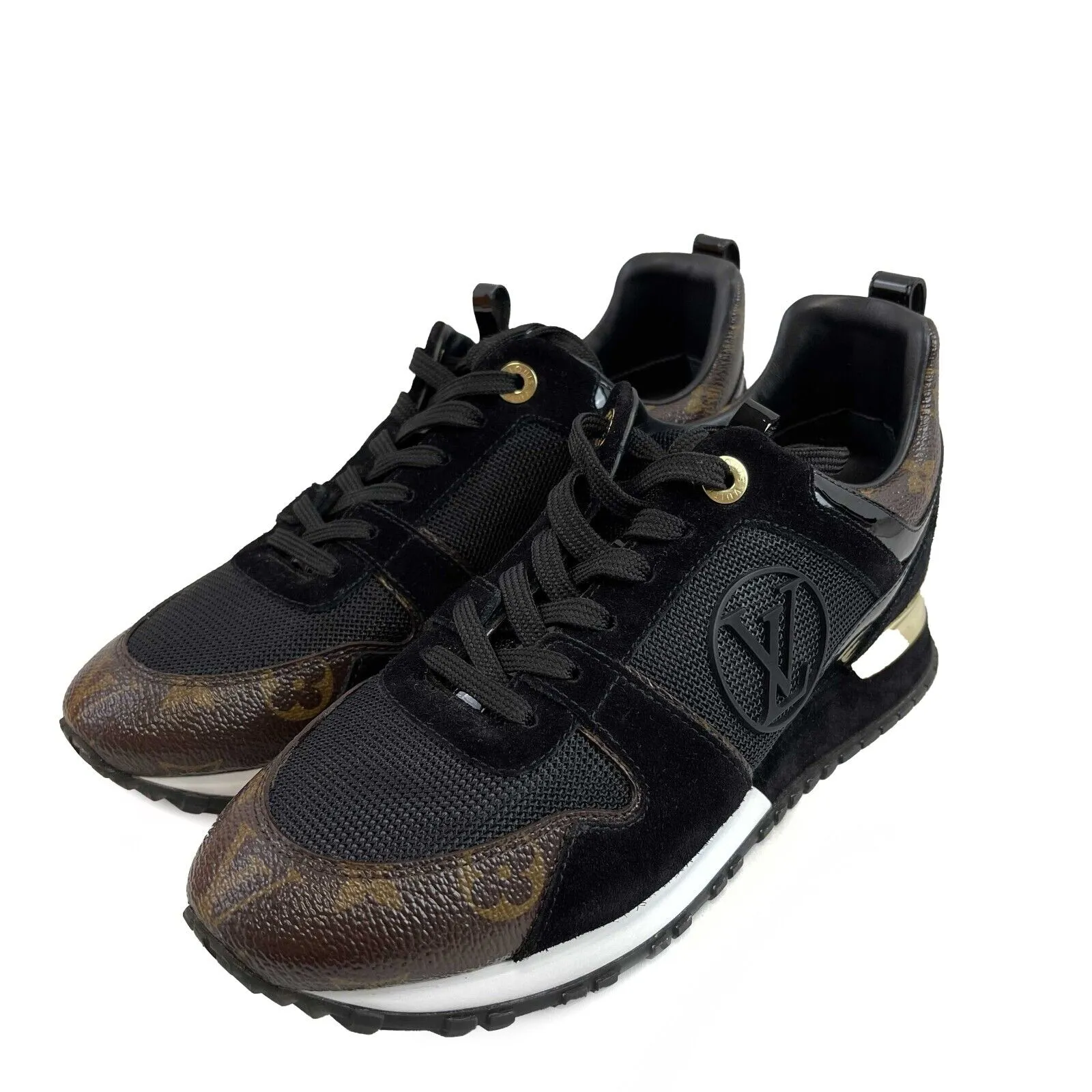 Louis Vuitton Women's Run Away Black and Brown Monogram Sneakers 38 US 8