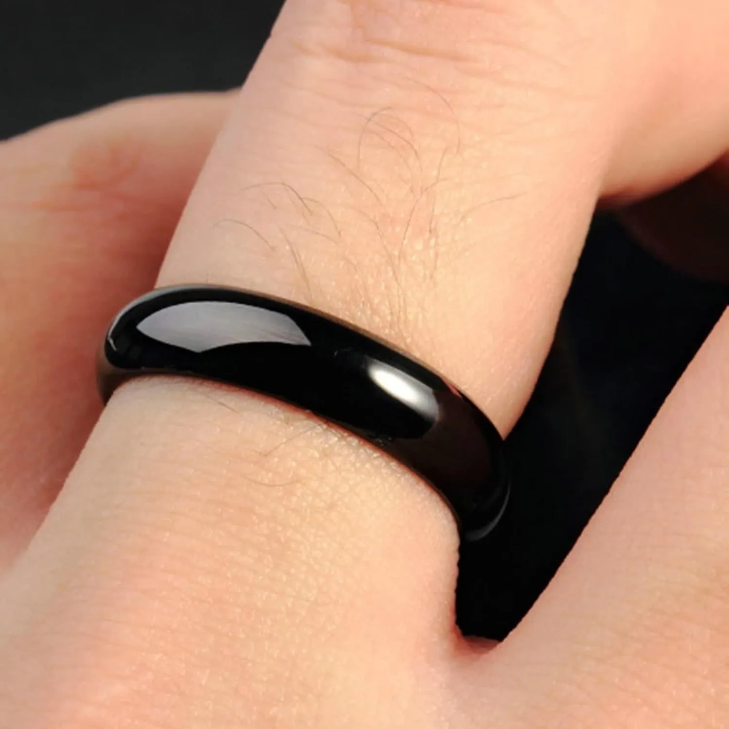 Love Rings for Women, Men's Rings Stainless Steel 2PCS Titanium Black Polished Ring Wedding Bands Size Women 4 Men 7 for Couple Engagement Jewelry