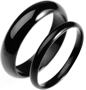Love Rings for Women, Men's Rings Stainless Steel 2PCS Titanium Black Polished Ring Wedding Bands Size Women 4 Men 7 for Couple Engagement Jewelry
