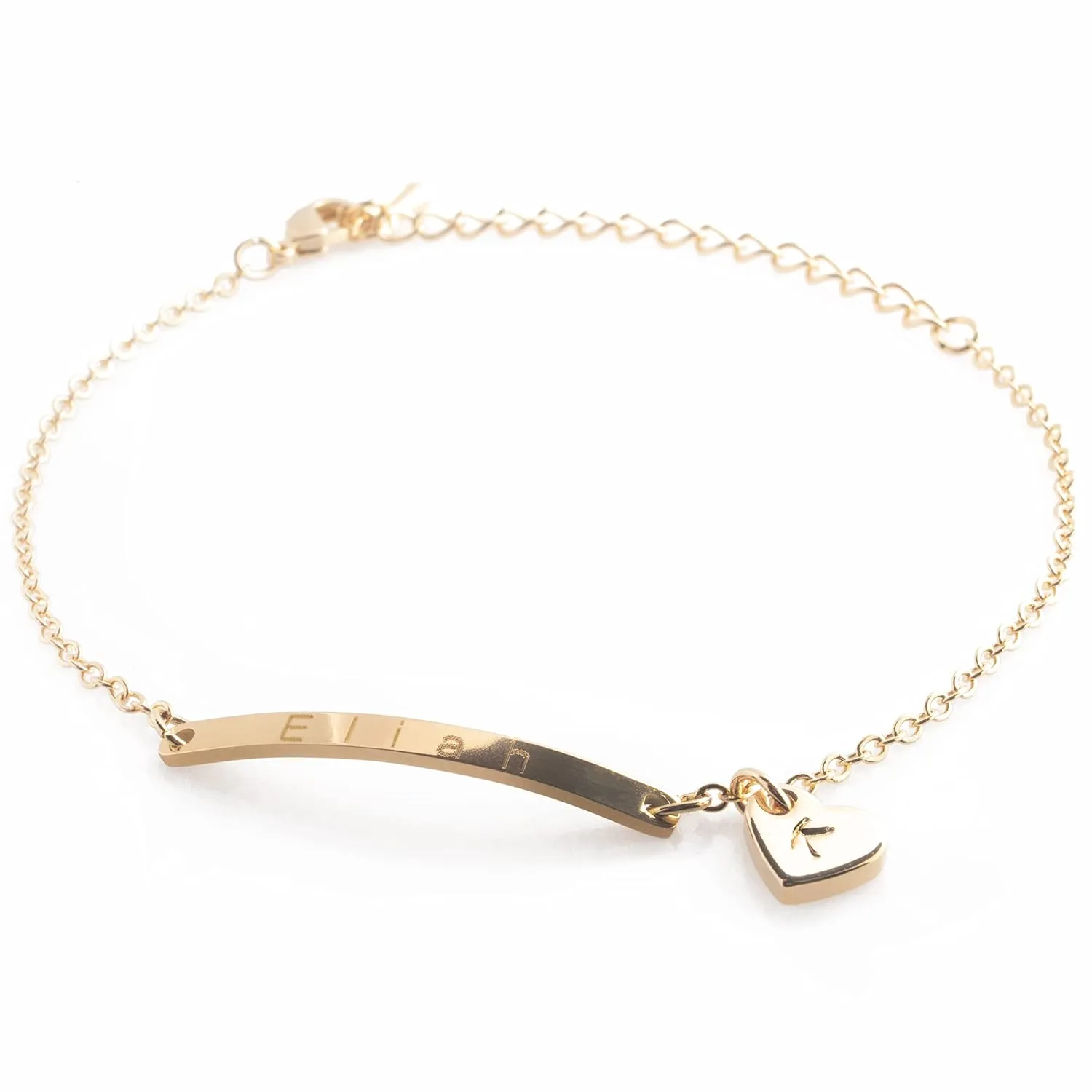 Lovely Mini Personalized Name Bar & Initial Bracelet 16K Plated Gold Rose Gold Silver Personalized gift