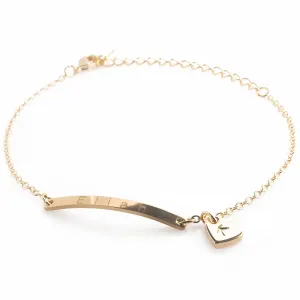 Lovely Mini Personalized Name Bar & Initial Bracelet 16K Plated Gold Rose Gold Silver Personalized gift