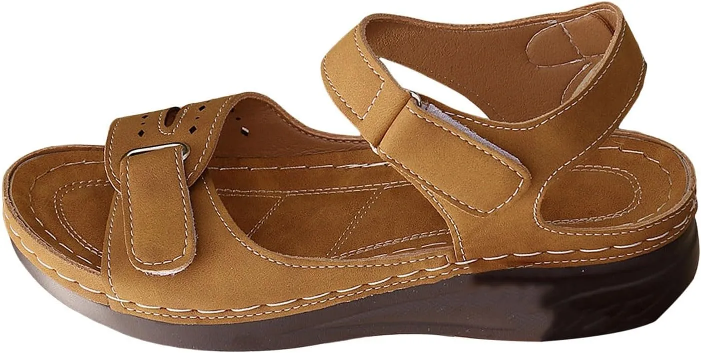 Low Heel Sandals for Women Dressy Arch Support Slippers Open Toe Wedge Ankle Strap Sandals Adjustable Strap Sandals
