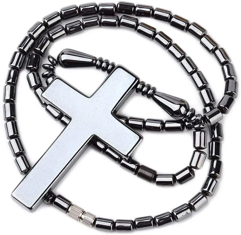 LZD Electroplated Hematite Necklaces Unisex Multicolor Cross X63