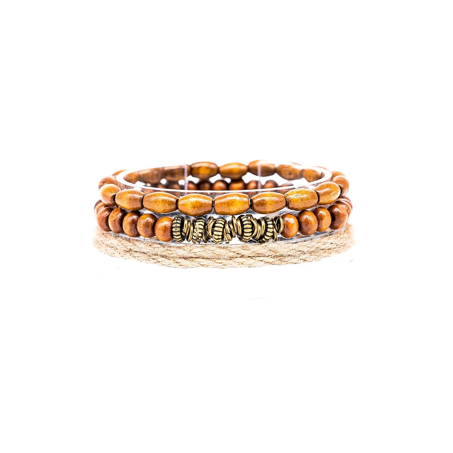 Made by Nami Surfer Beaded Bracelet Stack for Men Waterproof & Adjustable Boho Bracelet Set Handmade Jewelry Gift for Him (Nautical Yard, Brown Beads)