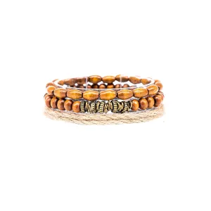 Made by Nami Surfer Beaded Bracelet Stack for Men Waterproof & Adjustable Boho Bracelet Set Handmade Jewelry Gift for Him (Nautical Yard, Brown Beads)