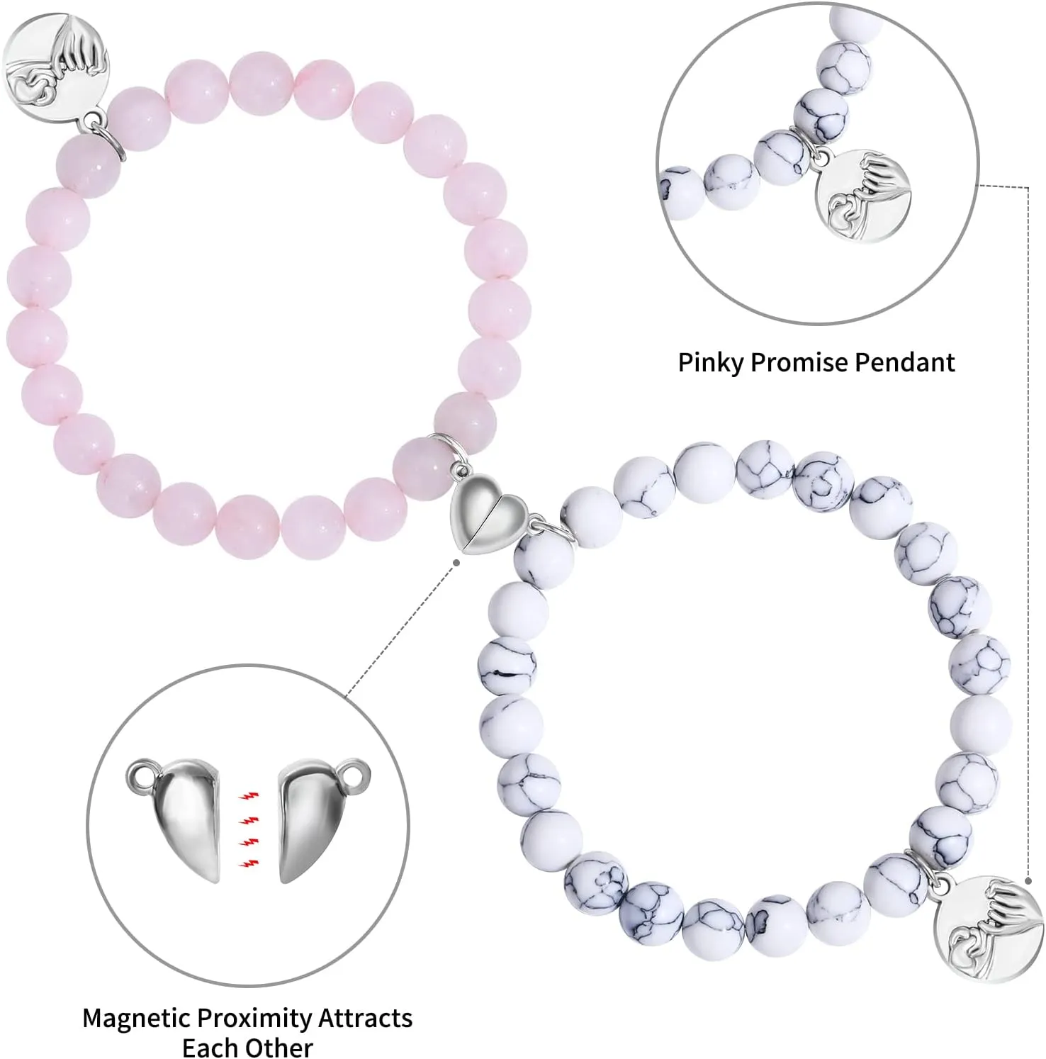 Magnetic Bracelets for Couples Love Bracelets Distance Natural Beaded Bracelet Valentines Day Gifts