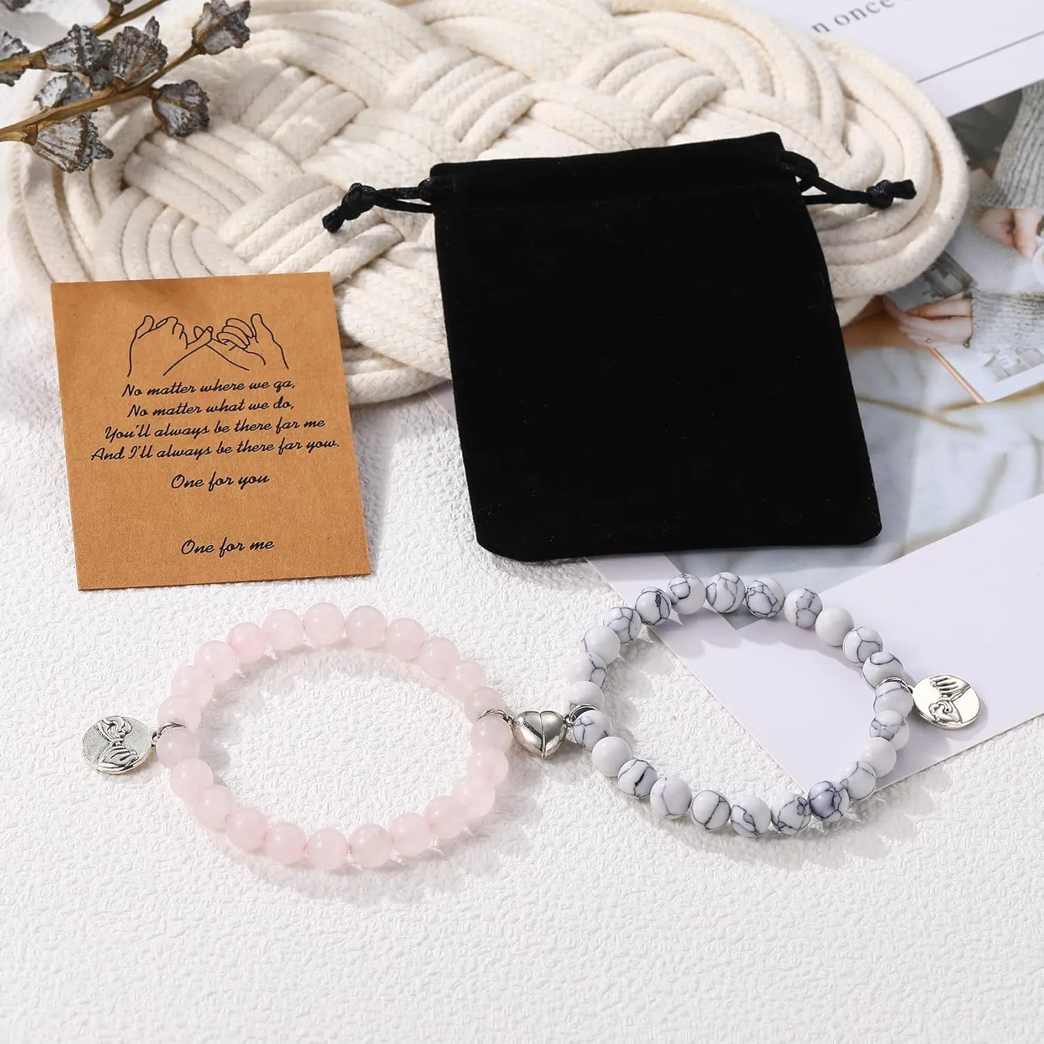 Magnetic Bracelets for Couples Love Bracelets Distance Natural Beaded Bracelet Valentines Day Gifts