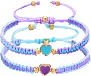 Matching Bracelets for Couples 2 PCS Couples Bracelet Valentines Day Heart Bracelets Set Forever Woven Bracelets Adjustable Rope Promise Couples Friendship Birthday Gifts